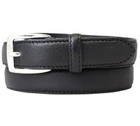 BELTINGER Ceinture pour enfants en cuir de vachette pleine fleur 2,5 cm | Ceinture en cuir pour filles 25mm | Ceinture étroite en robe jupe 25mm | Noir 75cm