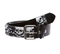 beltiscool Ceinture cloutée à clipser avec tête de mort et os croisés 3,8 cm, noir, L - 38"