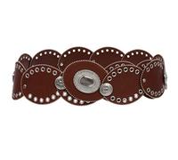 beltiscool Ceinture en cuir ovale pour femme Largeur 8 cm - Marron - L/XL - 52