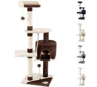 Beltom® Arbre à Chat griffoir grattoir grimpeur Aire de Jeux animalerie Chats 112 cm - Brun-Beige