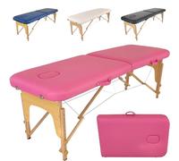 BELTOM® Table de Massage 2 Zones Basic Portables 185 x 60 cm pour physiothérapie - Leger ne pèse Que 11,6 kg. - Cosmetique lit esthétique Pliante avec Panneau Reiki - Rose