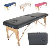 BELTOM® Table de Massage 2 Zones Basic Portables 185 x 60 cm pour physiothérapie - Leger ne pèse Que 11,8 kg. - Cosmetique lit esthétique Pliante avec Panneau Reiki - Noir