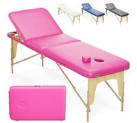 BELTOM® Table de Massage Basic 3 Zones Portables 185 x 60 cm. pour physiothérapie - Leger ne pèse Que 12,8 kg. - Cosmetique lit esthétique Pliante avec Panneau Reiki - Rose