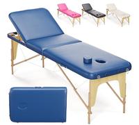BELTOM® Table de Massage Basic 3 Zones Portables 185 x 60 cm. pour physiothérapie - Leger ne pèse Que 14,3 kg. - Cosmetique lit esthétique Pliante avec Panneau Reiki - Bleu
