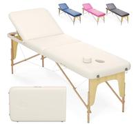 BELTOM® Table de Massage Basic 3 Zones Portables 185 x 60 cm. pour physiothérapie - Leger ne pèse Que 14,3 kg. - Cosmetique lit esthétique Pliante avec Panneau Reiki - Crème