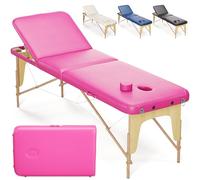 BELTOM® Table de Massage Basic 3 Zones Portables 185 x 60 cm. pour physiothérapie - Leger ne pèse Que 14,3 kg. - Cosmetique lit esthétique Pliante avec Panneau Reiki - Rose