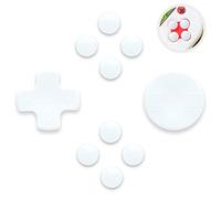 BelugaDesign Capuchons de boutons pastel et pavé D | Compatible avec les housses de manette Joy-Con OLED standard Nintendo Switch | Boutons directionnels et A/B/X/Y - Blanc
