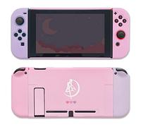 BelugaDesign Moon Case | Dockable Pink Pastel Magical Girl Anime Cute Kawaii Snap on Hard Cover for Girls Women | Compatible avec Nintendo Switch Standard Regular