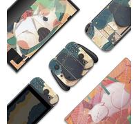 BelugaDesign Peau de commutateur de Gros Chat | Autocollant Pastel Wrap Vinyle | Cute Kawaii Animal Leaves Cartoon Ensemble Complet Compatible avec Nintendo Switch (Switch Standard, Multicolore)