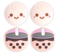 BelugaDesign Poignées de Pouce Boba Dumpling | Thé aux Bulles Mignon pour Le Visage du Petit Pain au Porc | Couvercle de Capuchon de Manette de Bouton Japonais Kawaii