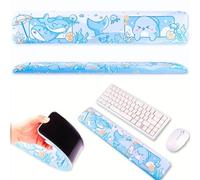 BelugaDesign Repose-poignet en forme de requin | Tapis de poignet mignon Kawaii Anime bleu pastel | Tapis antidérapant sous-marin sous-marin pour gaming, ordinateur, ordinateur portable, bureau,