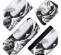 BelugaDesign Skin pour interrupteur vague | Autocollant en vinyle | Peinture japonaise eau océan mignonne | Compatible avec Nintendo Switch OLED (Switch OLED, gris), (SKIN-OLED-Wellen)