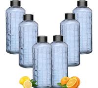 BELUKO Bouteille d'eau en verre, 1 litre, 1,6 litres, bouteille en verre avec couvercle, Lait et Jus Carafe en Verre, Carafe Pichet Eau (BLEU 1 LITRE (pack de 6))