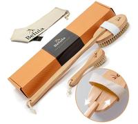Belula Premium Dry Brushing Body Brush Set - Brossage a sec en poils de sanglier naturels, brosse pour le visage exfoliante & une paire de gants de douche. Sac et mode d'emploi gratuits & Idée cadeau