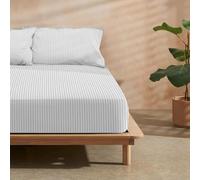 BELUM | Drap Housse 100% Coton Biologique 175 Fils Lit de 105 Modèle: Papamoa Gris Mesure Produit: 105x200+30 cm Soufflet