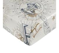BELUM | Drap-Housse Harry Potter Dimensions du Produit : 180 x 200 cm +35 cm Soufflet - Tissu: 100% Coton 175 Fils - Modèle: Hpotter Gold Beig