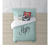BELUM | Housse de couette avec boutons 100% coton Modèle Harry Potter Mint Lit de 180 (260 x 240 cm) ; Housse de couette légère et confortable ; housse de couette licences officielles