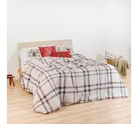 BELUM | Housse de couette Noël 50% coton - 50% polyester, housse de couette avec boutons carreaux de Noël 150 (240x220)