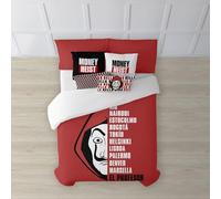 Belum La CASA de Papel Housse de Couette Modèle Aikido Housse de Couette avec Boutons, 100% Coton, pour lit de 90 cm (155 x 220 cm)