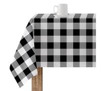 BELUM Nappe en Résine Anti-Taches à Carreaux 0120-101, Vichy Taille 250 x 140 cm, Sans Toile Cirée, Noire, 100% Coton Biologique