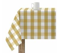 BELUM Nappe en résine Anti-Taches à Carreaux Moutarde, Nappe à Carreaux Vichy Taille 200 x 140 cm, Nappe Anti-Taches, Non en Toile cirée Vichy Moutarde, Nappe en Tissu 100% Coton Biologique