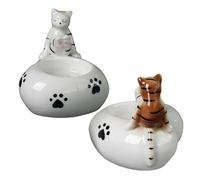 Belupai Bougeoir parfumé en Forme de Chat, Porte-Bougie Chauffe-Plat en Céramique, Support de Bougie Chauffe-Plat Décoratif en Cire Fondue, Décoration de la Maison pour Les (B)