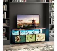 belupai Meuble TV LED avec 3 tiroirs colorés en Tissu,Armature métallique, Buffet Bas de 137 cm avec Tiroirs et Étagères,Commode Basse,Armoire de Rangement pour Salon,entrée (Colorés, 108cm)