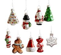 Belupai Ornements à Suspendre pour Sapin de Noël, Mini Bonhomme de Neige en Verre soufflé, Décoration de Canne en Bonbon, Arbre de Noël, Flocon de Neige, Chapeau de Père Noël,