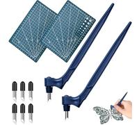 Belvanr 10 Pièces Outil Coupe Artisanal Rotatif,2 Stylo de Coupe avec 6 Morceaux de Lame Rotative à 360 Degrés, 2 Tapis de Découpe,pour Scrapbooking, Sculpture, Bricolage, Artisanat