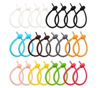 Belvanr Attaches de Câble en Silicone 24 Pièces Attaches de Sac en Silicone coloré Coloré Multi-Usages Silicone Ties Serre-Câbles en Silicone Cravates Torsadées en Silicone Colorées Attaches de Câble