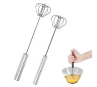 Belvanr Fouet Manuel Rotatif 2 Pièces Semi-automatique en Acier Inoxydable pour la Cuisson, le Battement, le Mélange - Ustensiles de Cuisine