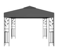 Belvédère 3x3 m Anthracite en Acier pour Jardin | Structure acier enduit poudre, résistant à la rouille, auvent ventilé, tissu revêtement PA, coins renforcés, attaches boucle