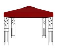 Belvédère 3x3 m Rouge Bordeaux en Acier pour Jardin Extérieur | Construction en acier, finition enduite de poudre, tissu avec revêtement PA, auvent ventilé, coins renforcés, boucle et