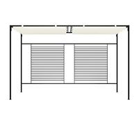 Belvédère 3x4x2,3 m avec Auvent Rétractable Crème | Construction en fer solide, Toit 180 g/m², Abri pour barbecue et fêtes, Usage extérieur