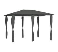 Belvédère à revêtement de poteaux 3x4x2,6 m Anthracite en Acier avec Toile Polyester 160 g/m² pour Protection Soleil Pluie Jardin terrasse extérieur