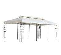 vidaXL Belvédère à double toit 6x3 m - Acier Blanc - Toit durable & coins renforcés
