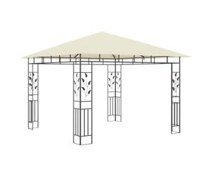 Belvédère avec Moustiquaire 3x3x2,73 m Crème 180 g/m² | Toit ouvrant tissu, cadre métallique robuste, moustiquaires intégrées, usage extérieur, montage rapide
