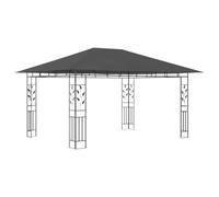Belvédère avec Moustiquaire 4x3x2,73 m Anthracite 180 g/m² | Structure métallique robuste, toit en tissu, moustiquaires intégrées, montage rapide et facile, cour et jardin