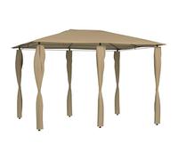 Belvédère avec revêtement de poteaux 3x4x2,6 m Taupe en Acier Robuste Toile Polyester 160 g/m² pour Jardin terrasse extérieur abri Protection Soleil Pluie UV