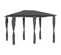 Belvédère avec Revêtement de Poteaux, Auvent avec Cadre Décoratif en Métal pour Terrasse, Jardin, Arrière-Cour, 300x400x260 cm Anthracite Tissu et Acier