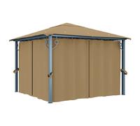 Vidaxl Tonnelle Avec Rideau 300x300 Cm Taupe Aluminium