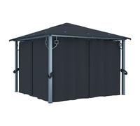 Belvédère avec Rideau Anthracite Aluminium Tonnelle Chapiteau Pavillon vidaXL