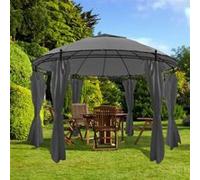 Gazebo Avec Rideaux Résistants Aux Uv, Rond 3,5x2,7 M Anthracite Gris