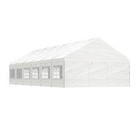 Prieel met dak 13,38x5,88x3,75 m polyetheen wit3155498