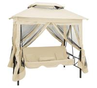 vidaXL Balancelle convertible en belvédère – Blanc crème – Balançoire de jardin