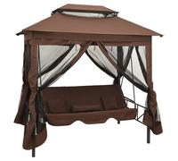 Belvédère convertible - vidaXL - Kiosque à balancelle - 2 personnes - Acier revêtu - Couleur Café