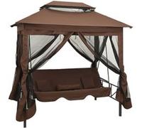 Belvédère convertible - vidaXL - Kiosque à balancelle - 2 personnes - Acier revêtu - Couleur Café Marron G