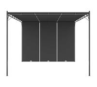 Belvédère de jardin avec rideau latéral 4x3x2 25 m durable - vidaXL - polyester - anthracite - 4 x 3 x 2 25 m - pour terrasse xak41w