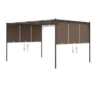 Belvédère de jardin avec rideau latéral 4x3x2,25 m Taupe - VIDAXL - Construction en acier enduit de poudre