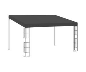 Belvédère Mural 3x4 m Anthracite en Tissu Polyester avec Cadre Acier, auvent Pare-Soleil PA pour terrasse Jardin extérieur, Protection Contre Soleil UV et Pluie